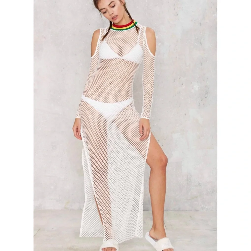 Jaded London, Dolls Kill Babylon, white mesh cold shoulder dress